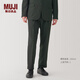 無印良品（MUJI）男式 易打理 彈力 單褶褲 男士長(zhǎng)褲子西褲秋季 AE0Y3A4A 深灰色 S (165/72A)