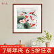 藝仁天荷花九魚圖新中式餐廳裝飾畫斗方客廳玄關(guān)掛畫聚財鯉魚圖手繪國畫 蓮年有余-卡紙裝裱 裝裱高60*寬60cm 黑檀木圓角畫框