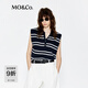 MO&Co.【C+系列】針織衫輕薄2025夏新品醋酸棉紗寬肩立裁條紋MBE2SWT026 藍(lán)白條色 S /160