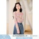 香影水墨暈染網(wǎng)紗t恤女2025春季新款圓領(lǐng)灰色防曬衫長(zhǎng)袖薄款上衣 粉紅X843019 M