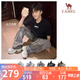 駱駝（CAMEL）老爹鞋男款銀月舒適厚底增高休閑鞋 L24A283742AM 米/灰  43 