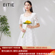 愛特愛（EITIE）時尚方領(lǐng)顯瘦收腰純棉連衣裙鏤空繡花夏新款法式女裙7007758 亮白10 S 155