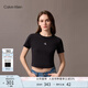 Calvin KleinJeans25春夏女士經(jīng)典ck字母印花潮流辣妹短款短袖T恤47AB213