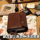 復古棕色m5三折活頁(yè)手賬本手工皮質(zhì)學(xué)生旅行日程日記事筆記本子 復古棕色m5手賬本【僅外殼】 +空白+橫線(xiàn)+網(wǎng)格內頁(yè)（共180張）