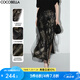 COCOBELLA[浮金碎影]新中式燙金網(wǎng)紗半身裙夏開(kāi)叉長(zhǎng)裙HS0028 黑金 L