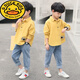 G.DUCKKIDS童裝男童秋裝套裝2024新款中大童小童洋氣兩件套兒童春款男孩潮衣 黃色上衣+藍(lán)色牛仔褲 150 (參考年齡10-11歲)碼(參考
