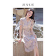 JESSIE【博主同款x花影】JESSIE法式氣質(zhì)連衣裙夏季優(yōu)雅精致修身碎花裙 花色 L