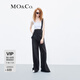 MO&Co.寬松直筒側(cè)開叉顯瘦美式復(fù)古休閑牛仔背帶褲 牛仔黑色 S 160