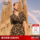 歌莉婭桑蠶絲連衣裙出游穿搭2025新款高端真絲絕美碎花裙子1E6L4K990 7CD盛夜花園印花 L