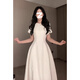 LIZONGXI白色短袖連衣裙子女夏季2025新款法式氣質(zhì)高級感禮服收腰顯瘦長(cháng)裙 白色【短袖長(cháng)款】 S 【80-100斤】
