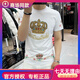 酷奇歐洲站夏季皇冠刺繡印花短袖男t恤青年修身半袖圓領(lǐng)潮牌新款體恤 白色 XL 52