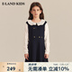 E·LAND KIDS衣戀早春新品女童復(fù)古優(yōu)雅假兩件長(zhǎng)袖連衣裙 Navy藏青色/59 140 cm