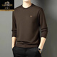 老爺車(chē)100%純棉長(cháng)袖T恤男士2025新款春秋季簡(jiǎn)約休閑圓領(lǐng)寬松透氣打底衫 咖啡色+春秋款 單件裝 XL 175 建議140-150斤