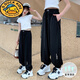 G.DUCKKIDS女童防蚊褲薄款2025夏天冰絲寬松孩兒童運動(dòng)褲中大童長(cháng)褲 黑色 1617夏薄 130 cm