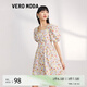 VEROMODA女裝新款油畫(huà)碎花方領(lǐng)泡泡袖連衣裙女 B07女由黃色-追單2 S