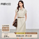 尚都比拉職場(chǎng)通勤風(fēng)連衣裙女夏季收腰顯瘦襯衫裙含棉中長(zhǎng)裙 杏色  L 