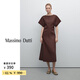 Massimo Dutti 女裝 縮褶亞麻混紡中長(zhǎng)連衣裙 06649589 巧克力色 巧克力色 XS (165/80A)