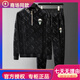 酷奇輕奢雙面絨刺繡半拉鏈立領(lǐng)衛(wèi)衣套裝男士秋冬新款大碼休閑兩件套 黑色 2XL