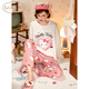 果殼（Gukoo）睡衣女春秋款HelloKitty純棉甜美格子褲女家居服套裝可外穿 奶白M