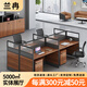 蘭冉辦公桌辦公室卡座員工屏風(fēng)工位職員桌電腦桌王字型四人位【含柜】