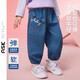 ASK JUNIOR【立體貓耳朵】兒童褲子25秋季女童水洗牛仔褲小童束腳褲長褲