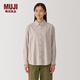 無(wú)印良品（MUJI）女式法蘭絨襯衫領(lǐng)長(zhǎng)袖襯衫女士襯衣外套格子衫女裝春季純棉 米色 XL (165/92A)