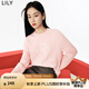 LILY春新款女裝多巴胺穿搭含綿羊毛馬海時(shí)尚針織衫套頭毛衣女 122粉紅 M