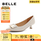 百麗（Belle）方扣高跟鞋女商場(chǎng)同款羊皮細(xì)跟單鞋Z2N2DCQ3 米白 38 (240mm)