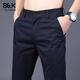 班尼路（Baleno）S&K系列休閑褲男士秋季新款直筒寬松彈力冬款2025男士長(cháng)褲子男褲 寶藍 32 碼