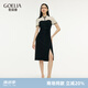 歌莉婭國風(fēng)旗袍女夏季2025新款小個子盤扣新中式連衣裙1C6C4H5Q0 00B黑色 M