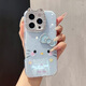 福順奢貓耳鏡框閃粉KT貓適用iphone16promax手機殼蘋果15pro可愛氣質(zhì)女款14爆款13pro高級超火防摔 藍色【閃粉大臉kt貓】貓耳鏡框丨立體蝴蝶結(jié) iPhone 16 Pro Max