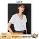 LILY2025春新款女裝簡(jiǎn)約假兩件V領(lǐng)正肩寬松休閑百搭白色短袖T恤 601白色 XL