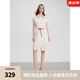ELLE法式撞色襯衫式連衣裙女2025夏季新款編織腰帶優(yōu)雅顯瘦短裙子 米白 M