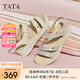 他她（TATA）休閑運(yùn)動(dòng)涼鞋女鞋羊皮法式坡跟涼鞋2025夏季新款7AP05BL5 銀色 38