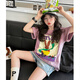 G.DUCKKIDS女童軟萌兔子印花短袖T恤甜酷少女風(fēng)紫色兒童女大童個(gè)性寬松版型t 紫色 120 cm