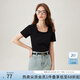 范思藍恩范思藍恩紅色旺中女基礎(chǔ)正肩短袖t恤夏季2024新款方領(lǐng)上衣12797 黑色-U領(lǐng) XL
