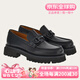 菲拉格慕（Ferragamo）新款男士厚底皮鞋莫卡辛鞋 商務(wù)休閑牛皮樂福鞋 時(shí)尚大牌高檔男鞋 黑色【跟高4.5cm】0762676 40.5 碼（6.5碼）