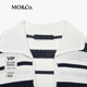 MO&Co.針織衫2025夏新品法式POLO開襟V領干爽輕薄短款短袖MBE2SWT025 藍白條色 XS /155