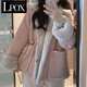 LPOX棉服女外套2025冬季韓版寬松加絨加厚兩面穿棉衣女學(xué)生 淡粉膚兩面穿棉衣 M 建議92-105斤左右