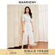 MAXRIENY浪漫復古氛圍感蕾絲釘珠連衣裙V領開叉長裙 粉花 S 01/34