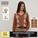 Teenie Weenie小熊女裝簡(jiǎn)約時(shí)尚秋休閑通勤V領(lǐng)學(xué)院菱形格毛衣針織衫 卡其色 M 165