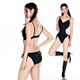 耐浪溫泉游泳衣女性感純欲系帶露背連體三角比基尼假兩件游泳館遮肚子 黑色 M 【75-95斤，AB罩杯】