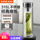 蘇泊爾（SUPOR）玻璃杯大容量商務(wù)辦公杯泡茶杯雙層加厚玻璃水杯車(chē)載杯子 閃耀黑 380ml
