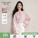 秋水伊人H型立領(lǐng)落肩袖襯衫2025春季新款女休閑簡約松緊袖口上衣 粉紅 S