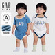 GAP嬰兒夏季款棉質(zhì)撞色短袖連體衣兒童裝哈衣爬服505556