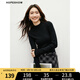 紅袖修身打底針織衫秋季2024新款女裝無縫一體坑條半高領(lǐng)氣質(zhì)內(nèi)搭上衣 黑050 M
