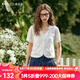 Olrain歐芮兒白色法式度假蕾絲衫2025夏下擺拼接花邊V領(lǐng)設計上衣 米白色 M
