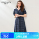 科蒙.博卡2024春夏桑蠶絲新款牛仔藍(lán)色連衣裙女復(fù)古溫柔氣質(zhì)裙子 牛仔藍(lán) L
