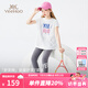 英氏（YEEHOO）女童套裝兒童短袖t恤打底褲夏季薄款時(shí)尚運(yùn)動(dòng)中大童裝洋氣夏裝新 運(yùn)動(dòng)短袖白色 150