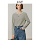 LILY2025秋新款撞色黑白條紋刺繡正肩圓領(lǐng)休閑通勤長(cháng)袖T恤上衣女 601白色 M